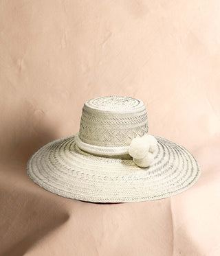 Grande Guajira Sombrero - Hueso with Matching PomPom Headband.